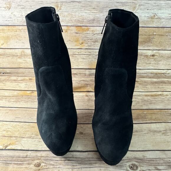 Gianni Bini Womens Black Suede Chunky Heel Platform Zip Up Ankle Boots 11M - Picture 3 of 8